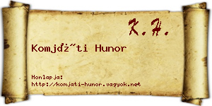 Komjáti Hunor névjegykártya